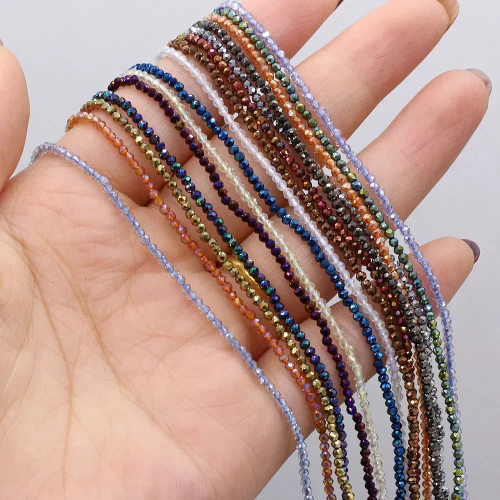 Perles Rondes en Pierre Naturelle, Mélange de Petites Perles d'Espacement à Facettes, pour Bijoux de Bureau, Accessoires de Collier, DIY