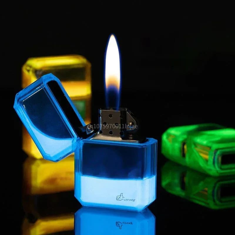 Briquet à huile lumineux coloré avec lampe à sable mouvant