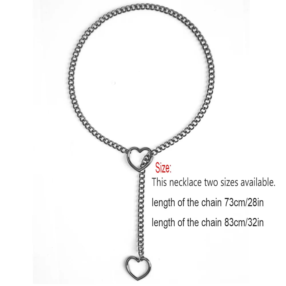 Collier chaîne en forme de cœur pour femmes, style punk rock, collier ras du cou, bijoux pour couples, accessoires cadeaux