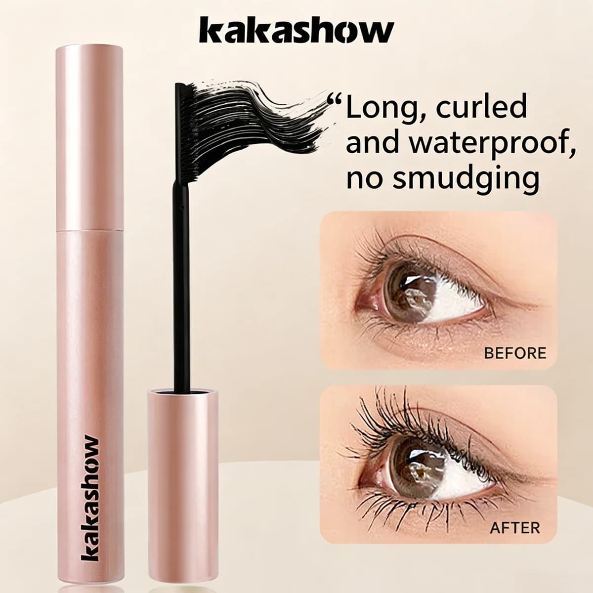 Mascara recourbant longue tenue, waterproof et résistant à la transpiration, sans grumeaux, effet cils naturels, parfait pour le maquillage quotidien