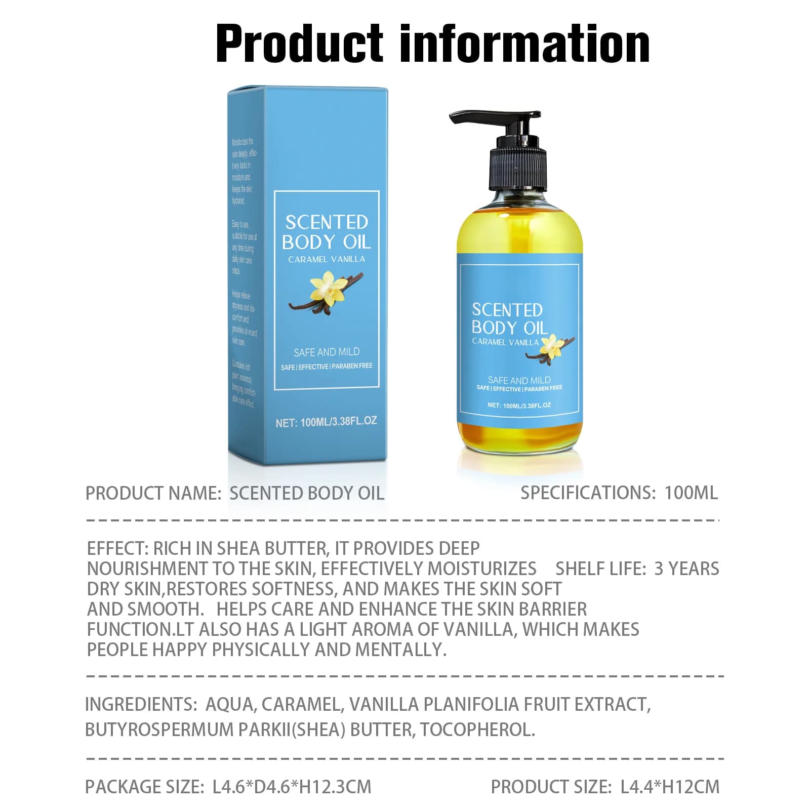 Huile corporelle anti-stress à la vanille - Hydrate et apaise en profondeur les muscles