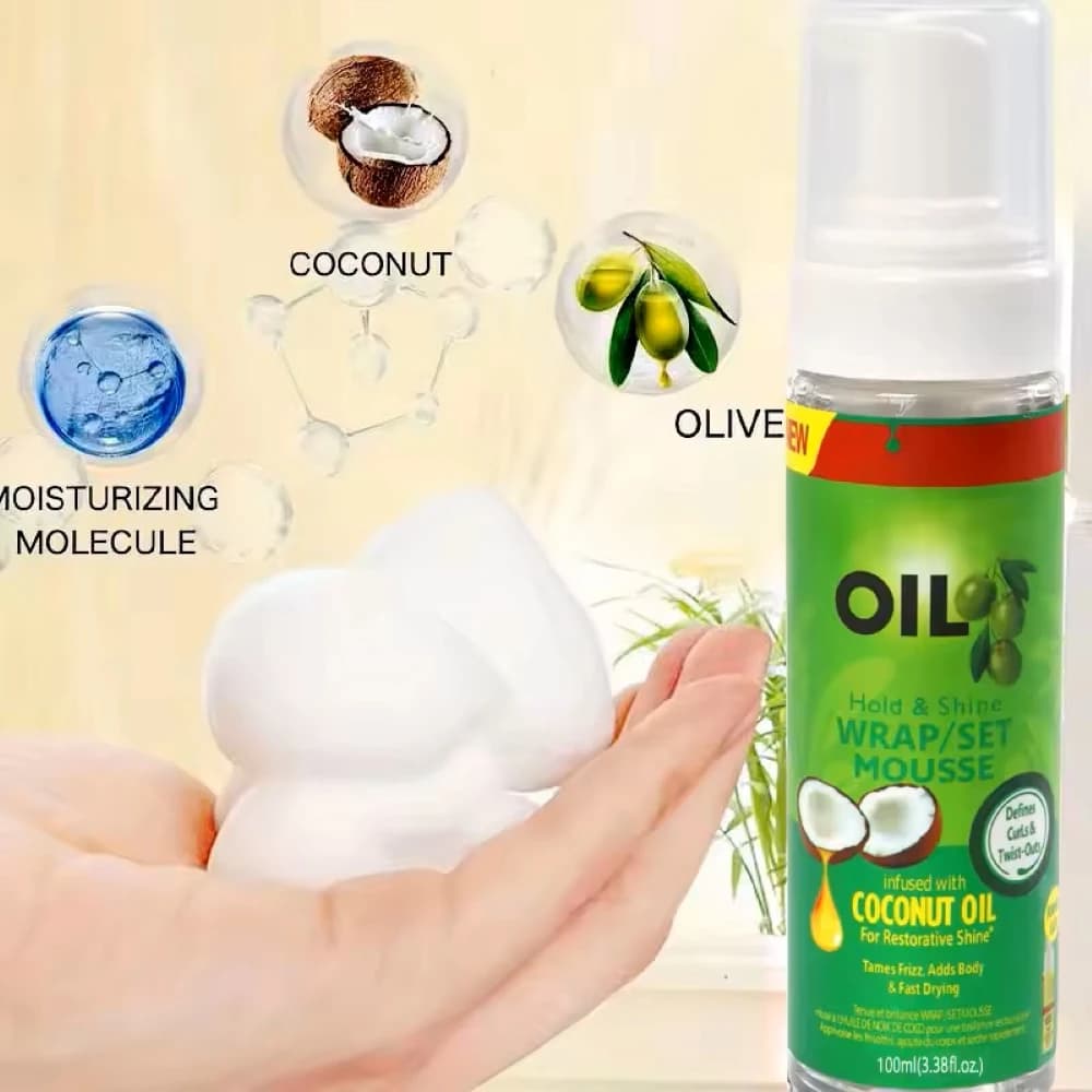 Mousse Coiffante et Fixante à l'Huile d'Olive 100 ml pour Cheveux Bouclés et Ondulés