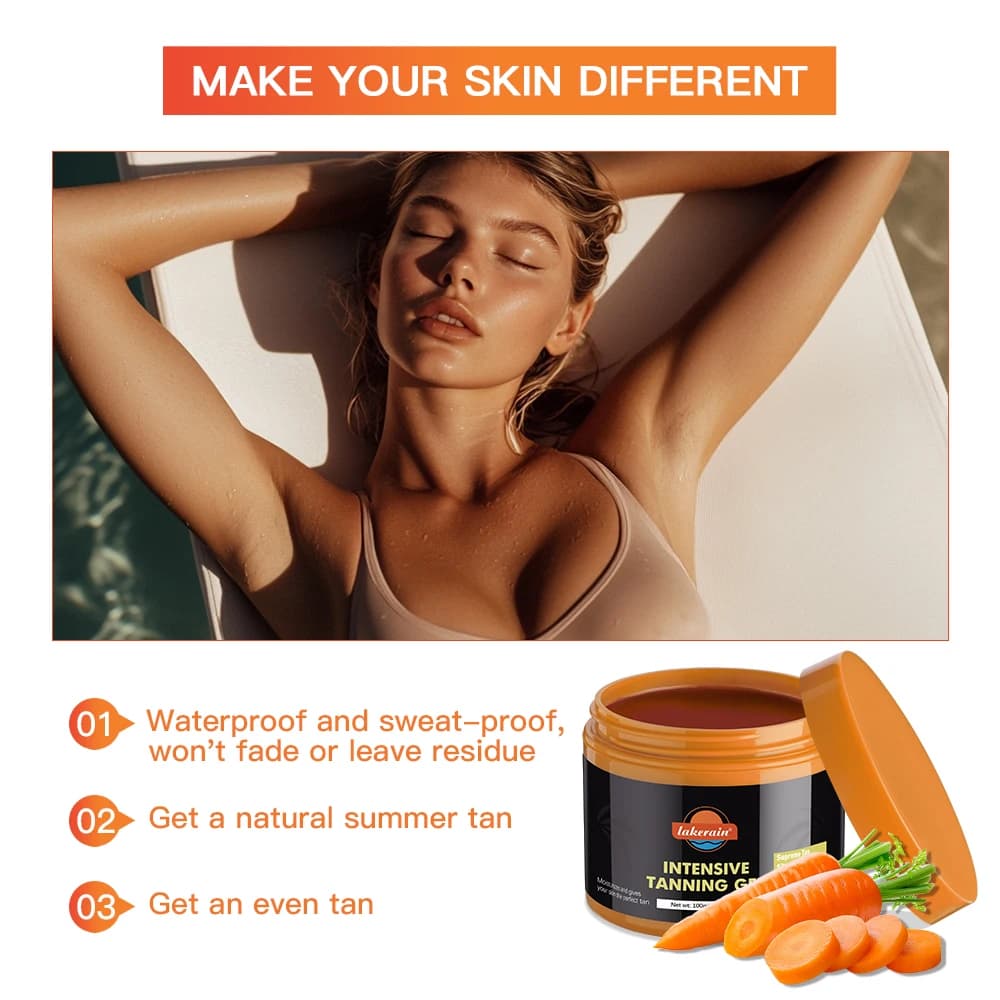 Gel Bronzant Intensif Accélérateur de Bronzage Non Gras Résistant à l'Eau à l'Huile de Coco Hydratant Maquillage Corporel
