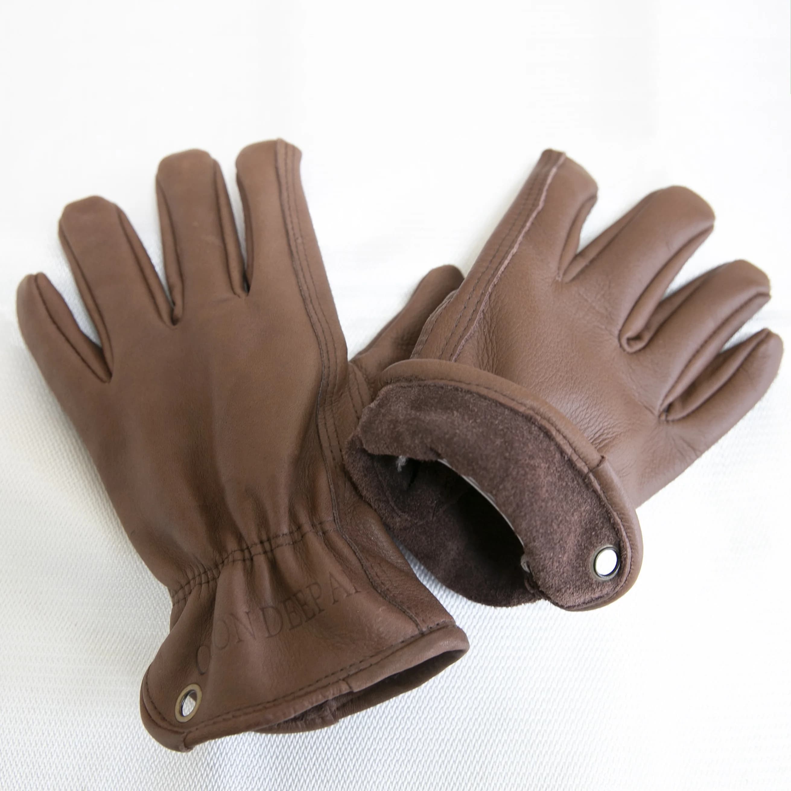Gants de travail en cuir marron pour couper/moto/ferme