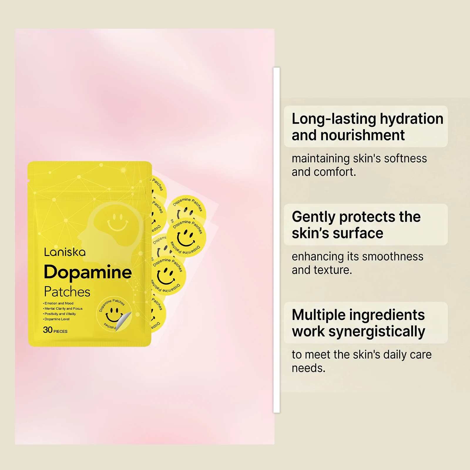 Patchs de Dopamine : Boost de Vitalité, Amélioration Instantanée de l'Humeur et de la Concentration, Soin Corporel Bien-être