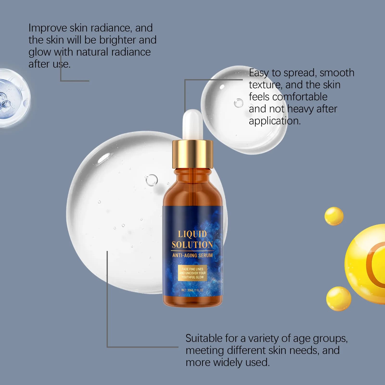 Sérum Anti-âge, réduit les rides, estompe les ridules, blanchissant, raffermissant, éclaircit les taches, répare, nourrissant, hydratant, Essence pour le visage