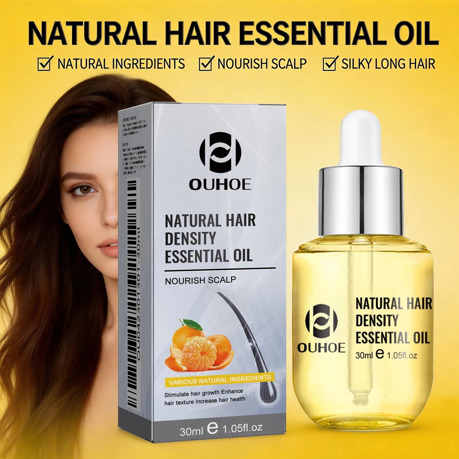 Huile essentielle pour cheveux aux agrumes, anti-chute, réduit la casse, renforce les racines des cheveux, nourrit le cuir chevelu, huile de soin des cheveux pour cheveux secs, 30 ml