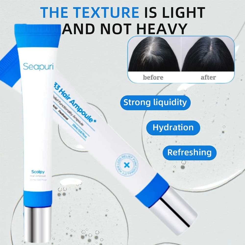 Seapuri Scalphy Hair Essence Rollerball, rafraîchissant et rafraîchissant, renforce les racines des cheveux, huile de traitement de calvitie amincissante, soins capillaires