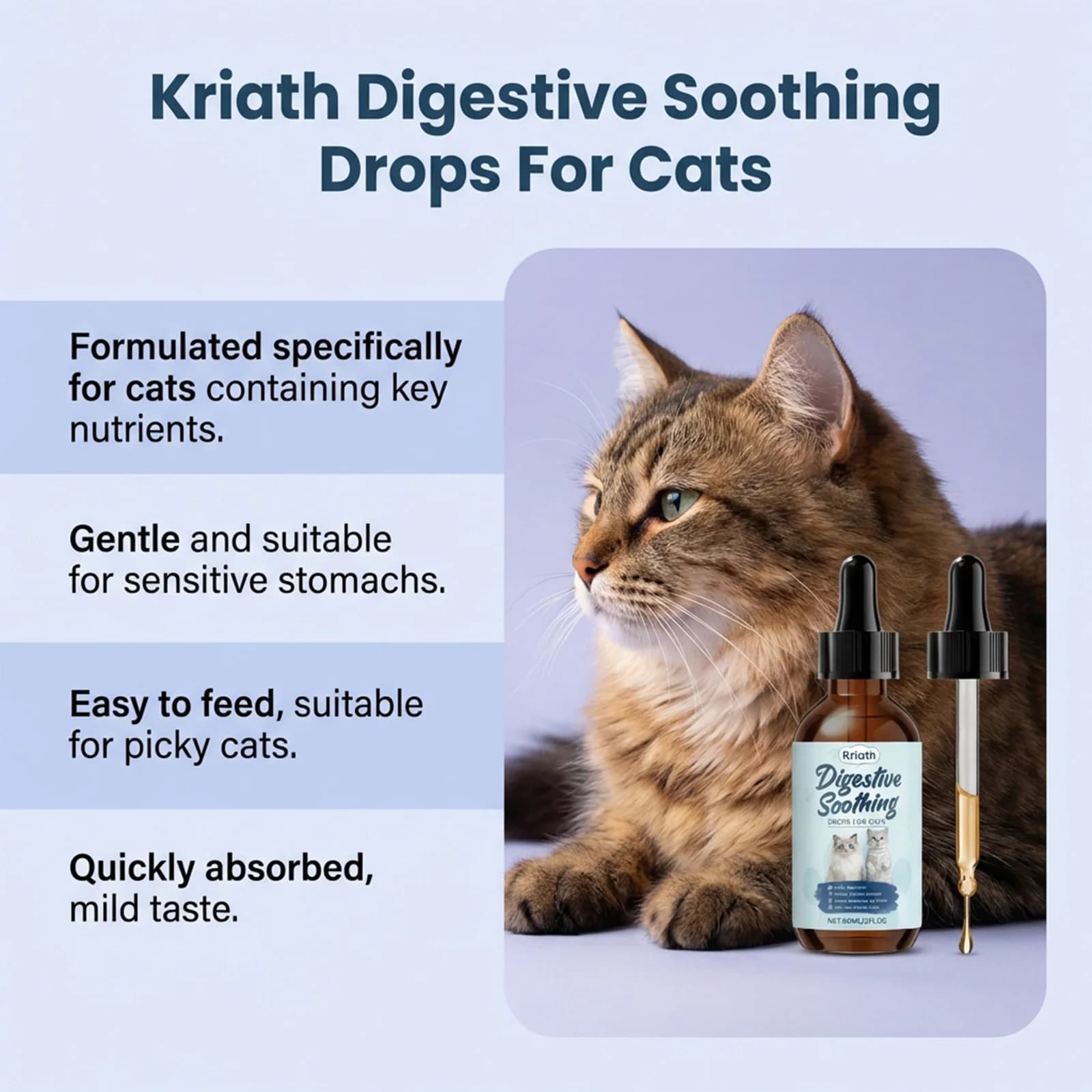 Gouttes apaisantes pour la digestion des chats, réduisent les urinations fréquentes, stimulent l'absorption des nutriments, pour les chats à stomac sensible, soin digestif liquide pour chats