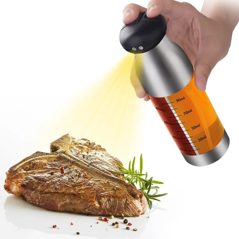 Bouteilles de vinaigre d'huile à Double tête en acier inoxydable de 200ml, Spray d'huile pour salade BBQ, distributeur d'huile pour cuisine, outils de cuisson