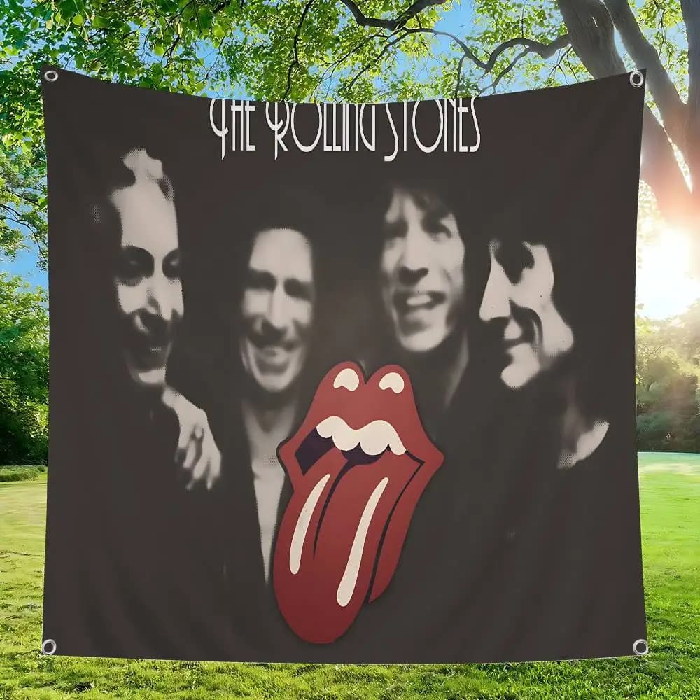 Bannière décorative imprimée avec le groupe R-rolling S-Stones, grand drapeau artistique, science-fiction, pour la décoration de la maison