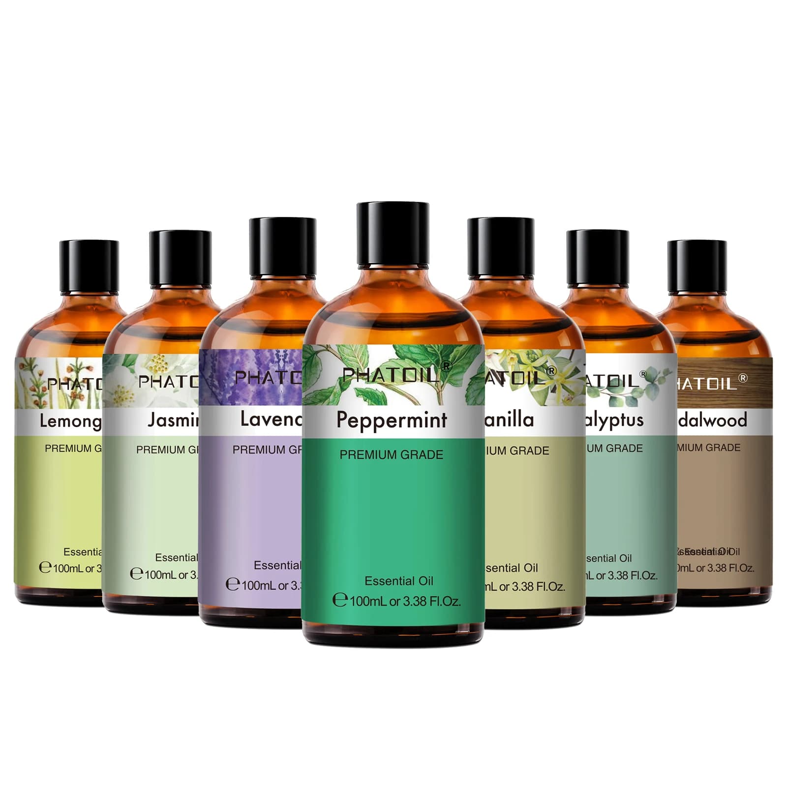 PHATOIL 100ml huile essentielle d'aromathérapie-lavande Rose vanille Eucalyptus bois de santal aiguilles de pin pour diffuseur, fabrication de bougies