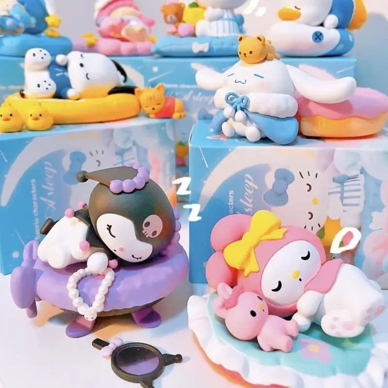 Figurines Statiques en PVC Sanrio Sleep Series Cinnamoroll Little Twin Stars – Décoration de Bureau
