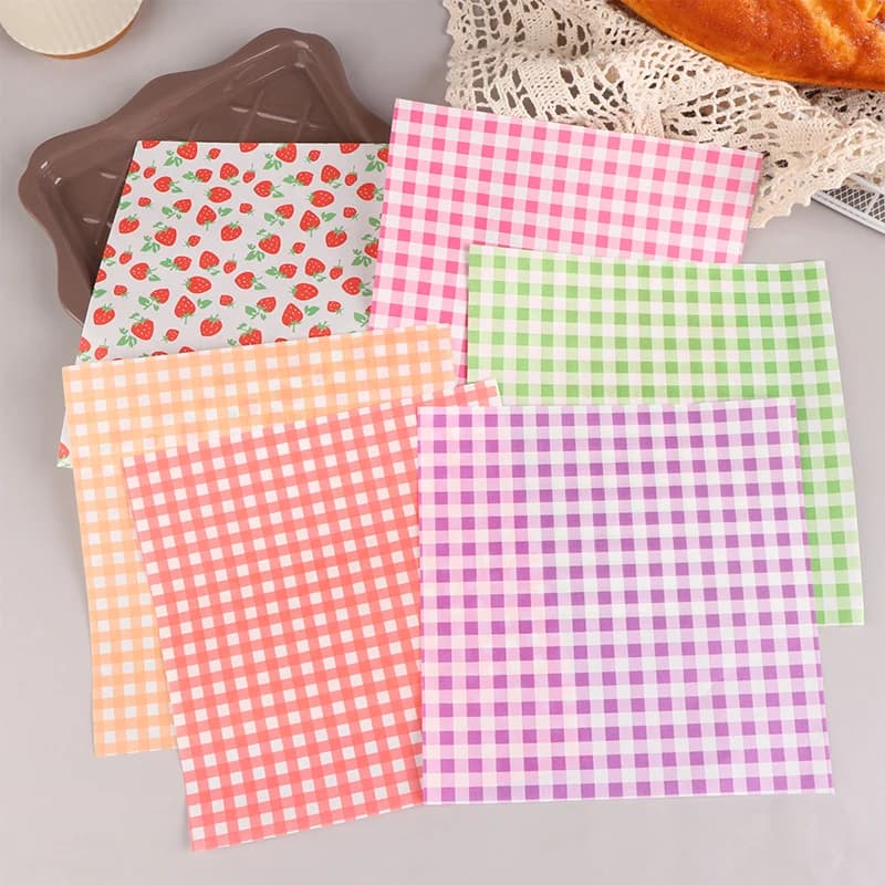 Papier ciré alimentaire, papier prévient l'huile verte, emballage de cuisine, outil de cuisson, papier décoratif, sandwich, hamburger, frites, macarons, 18cm, 100 pièces