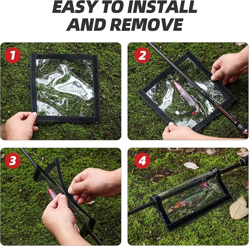 Ensemble de 4 protections pour leurres de pêche enroulables en PVC transparent pour canne à pêche, protège-hameçons et leurres pour eau salée