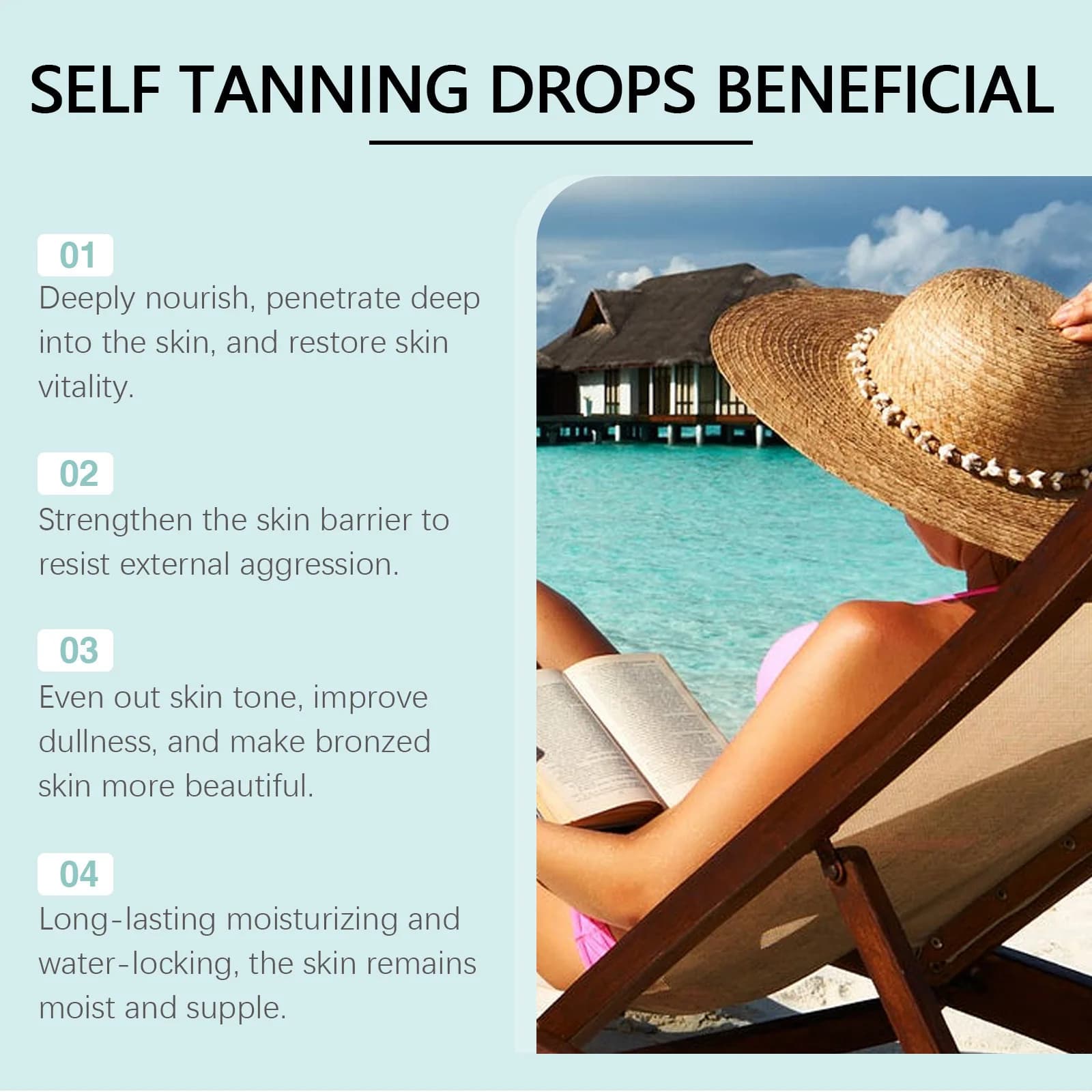 Gouttes autobronzantes bronzées sans soleil