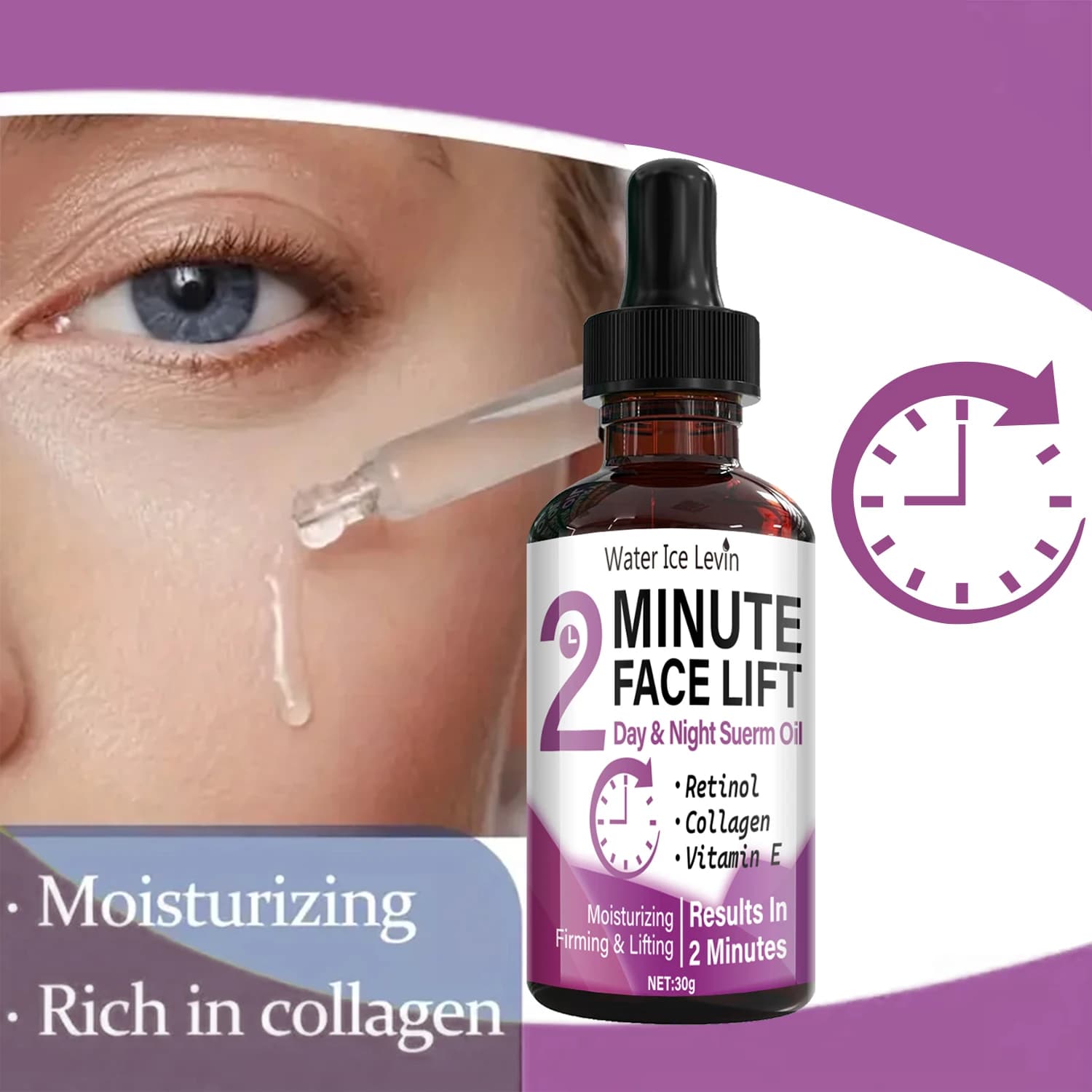 Minute Face Lift Huile de sérum jour et nuit au rétinol et au collagène – Hydratant