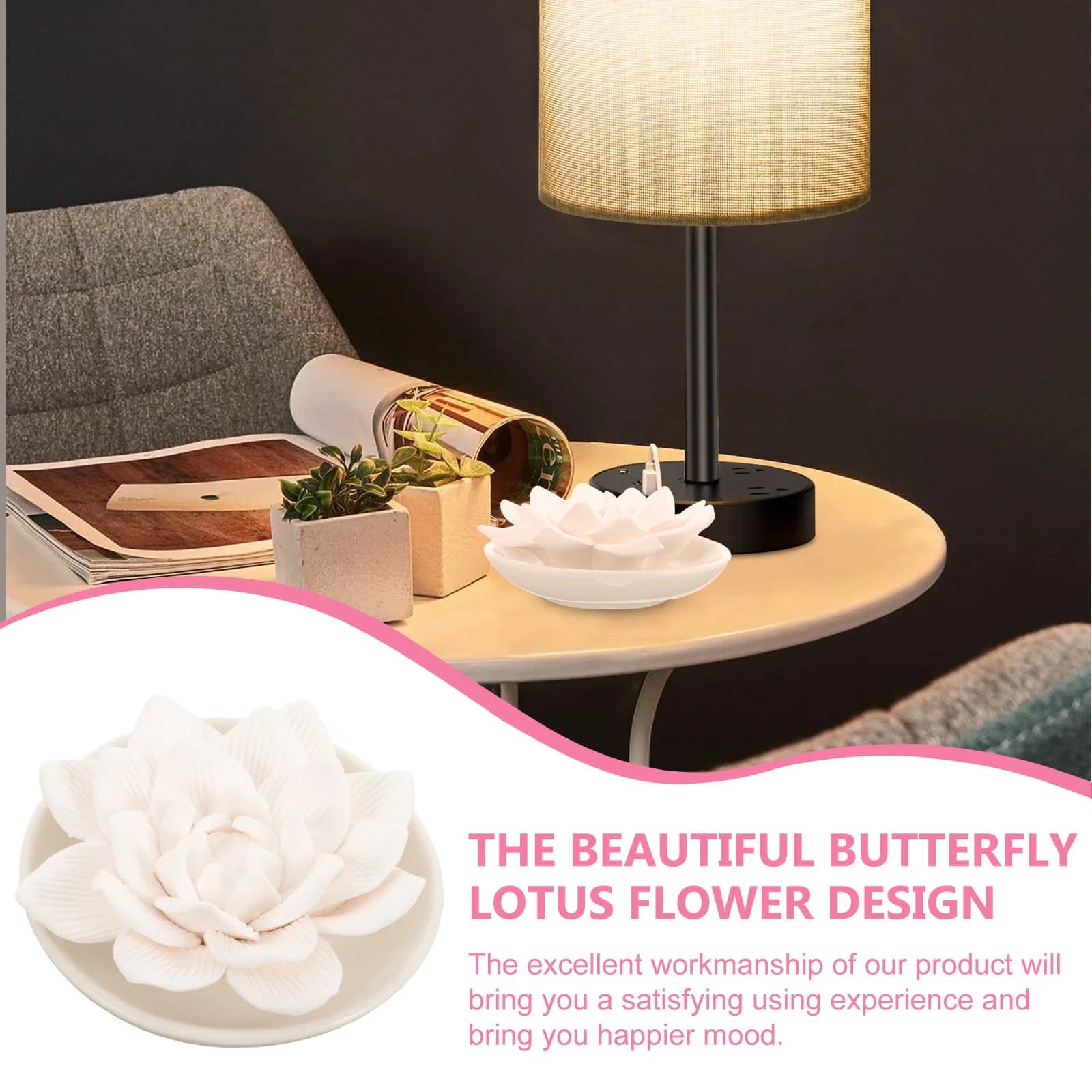 Mini Diffuseur d'Huile Essentielle en Pierre, Diffuseur de Fleurs Passif, Aromathérapie, Diffuseur de Bureau