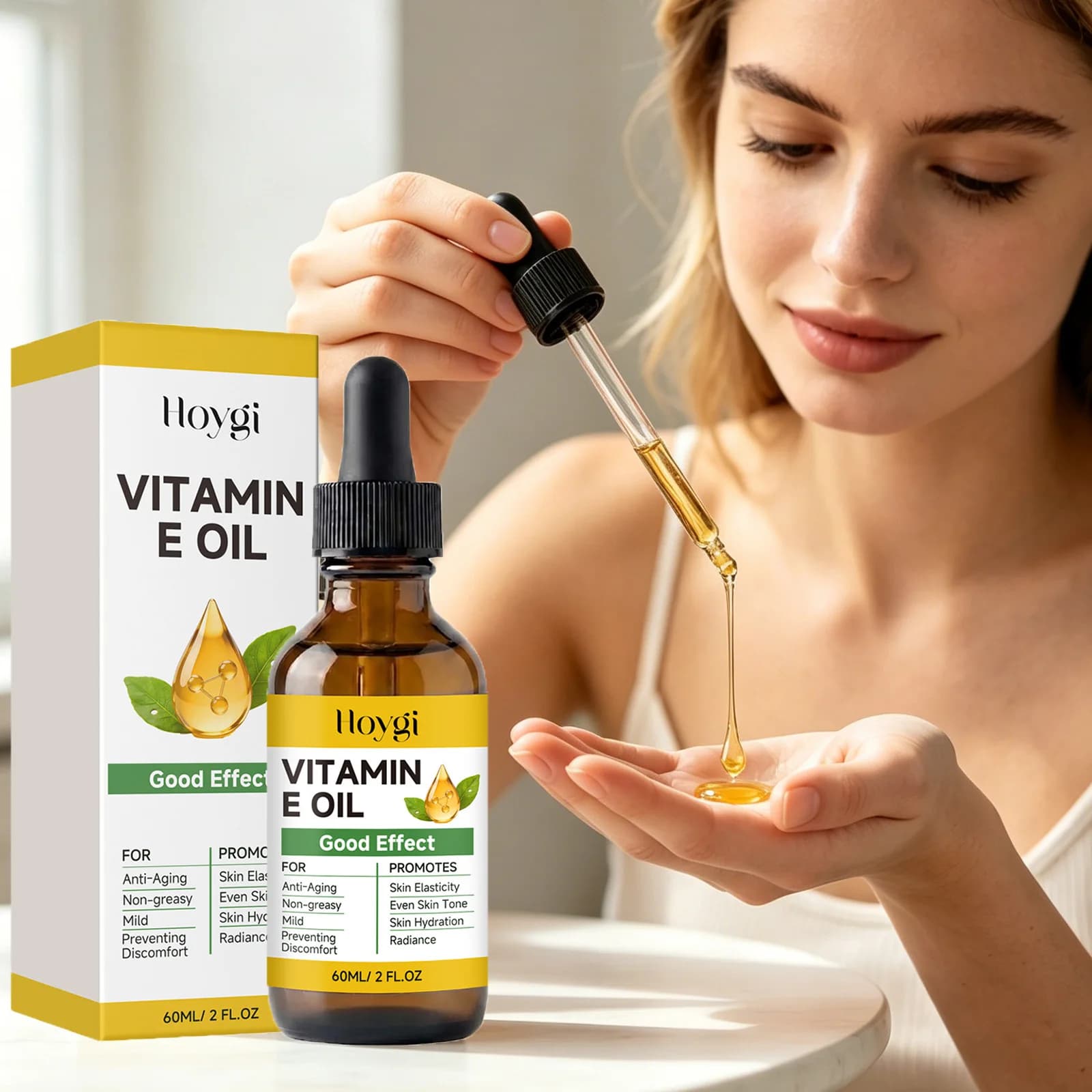 Huile de vitamine E hydratante et raffermissante, améliore la douceur de la peau, éclaircit le teint, huile hydratante pour le visage, le corps, les mains, les ongles et les cheveux