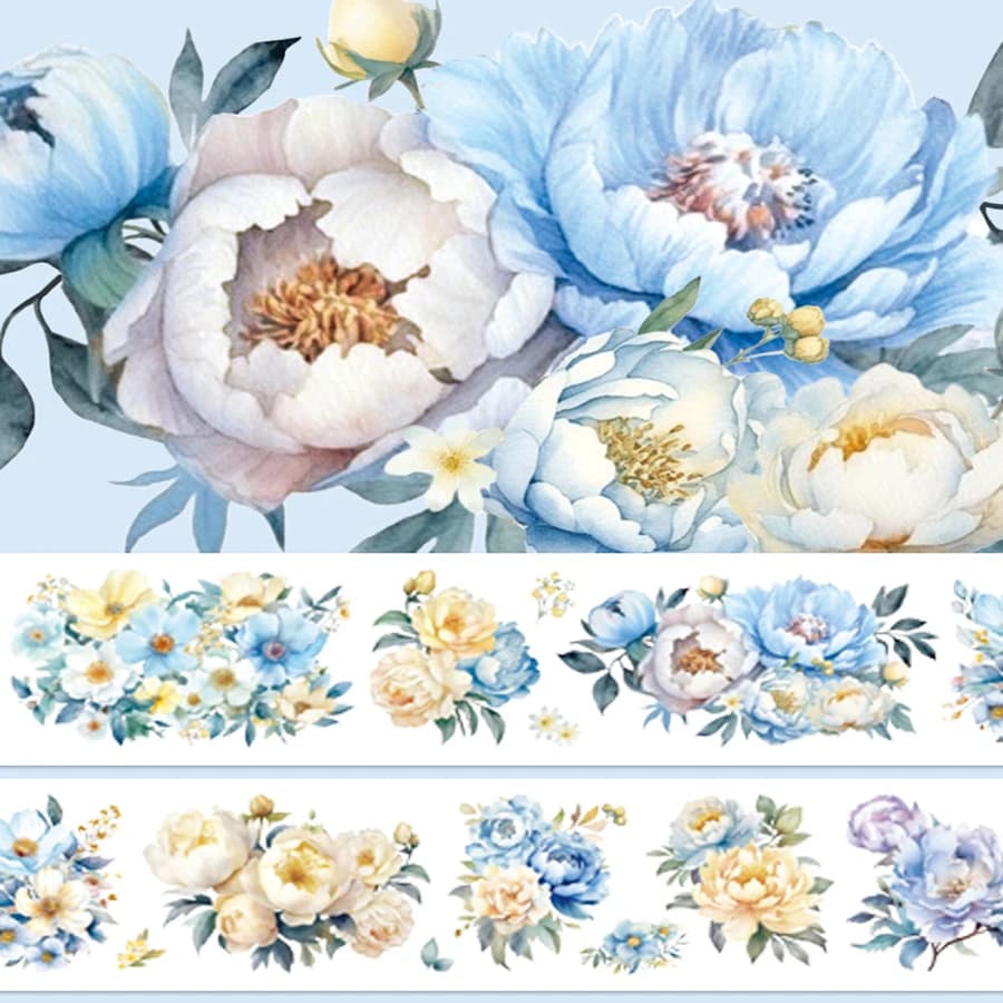 Rouleau de ruban adhésif Laser fleur bleue PET