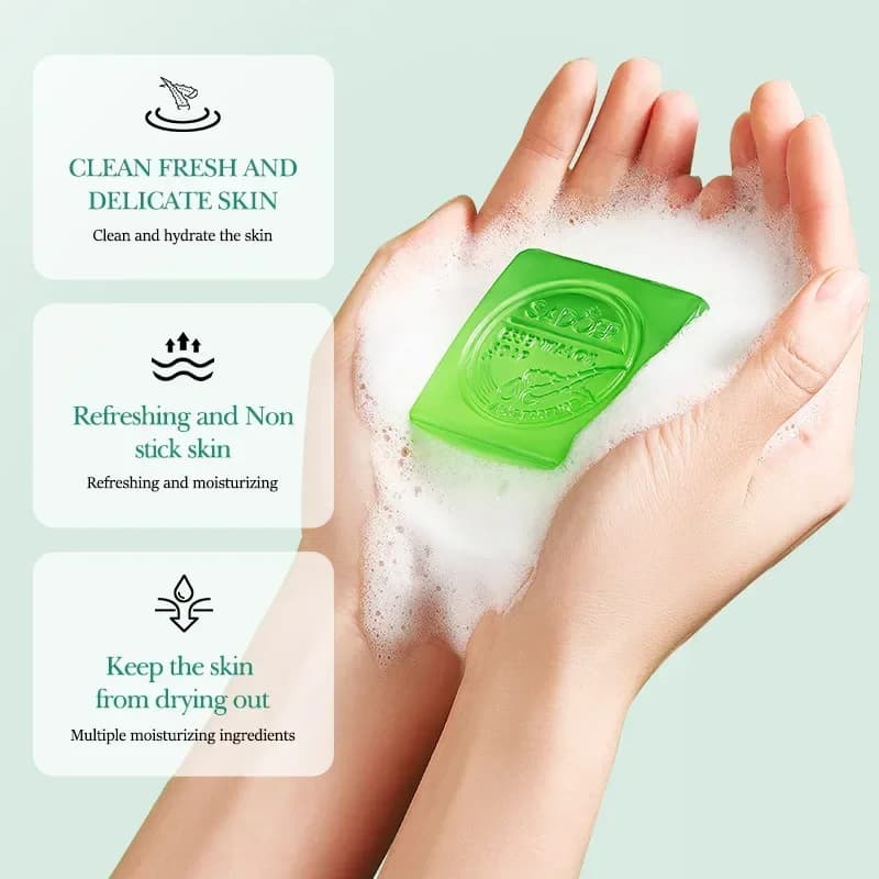 Savon facial à l'aloe vera Sadoer, mousse nettoyante pour le visage, nettoyant facial hydratant, raffermissant, hydratant, contrôle du sébum, savon artisanal pour le bain du corps