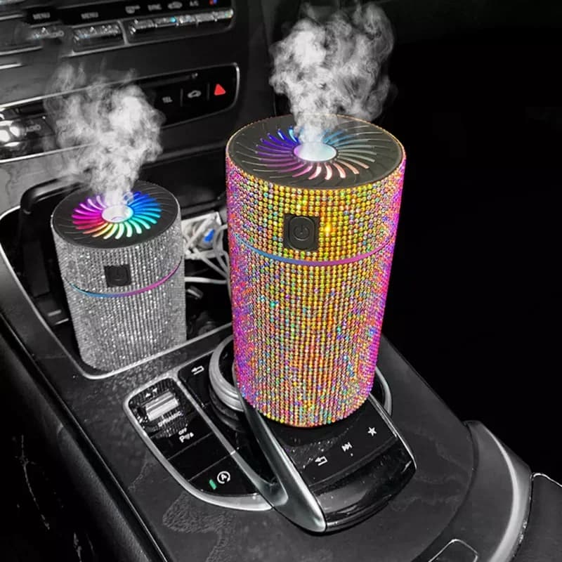 Humidificateur diffuseur de voiture en diamant de luxe avec lumière LED, purificateur d'air automatique, diffuseur d'aromathérapie, désodorisant, accessoires de voiture