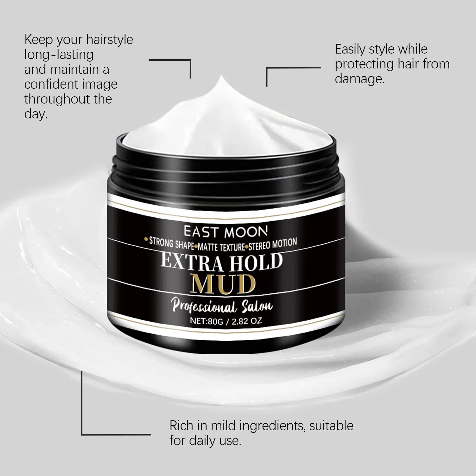 Cire coiffante pour hommes, forte tenue, réduit les frisottis, finition mate, douceur longue durée, Non collant, Tome Flyaways, Gel coiffant pour hommes