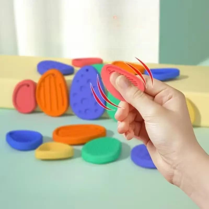 6 pierres sensorielles colorées – balles de massage texturées douces et extensibles