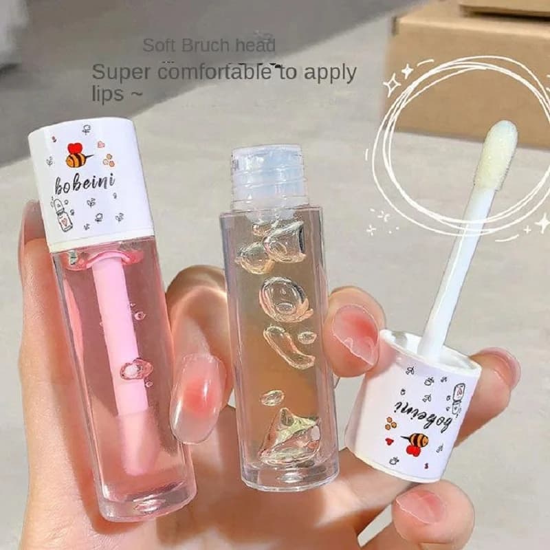 Huile à lèvres au miel, eau légère, verre transparent, huile hydratante pour les lèvres, pour étudiants, abordable