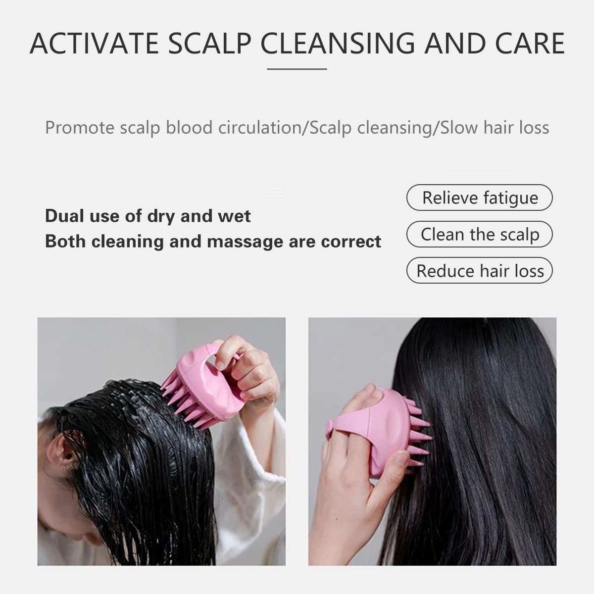 Masseur de cuir chevelu en silicone – Brosse à shampoing nettoyante en profondeur pour démangeaisons du cuir chevelu et soins capillaires professionnels |   Peigne à shampoing aux huiles essentielles