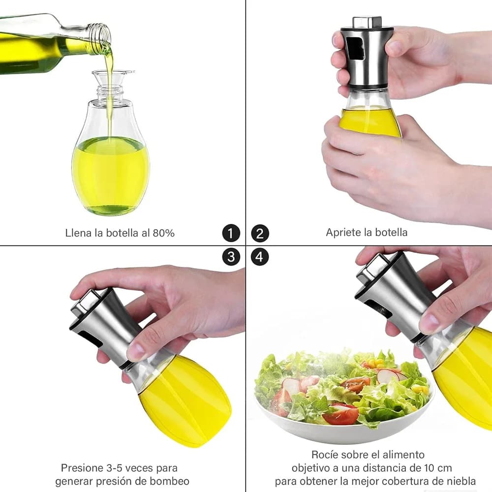 Pulvérisateur d'huile de cuisine pour la cuisson, huile d'olive ou vinaigre de 6.8oz/200ml, conception à gâchette, flacon pulvérisateur en verre de vinaigre en acier inoxydable