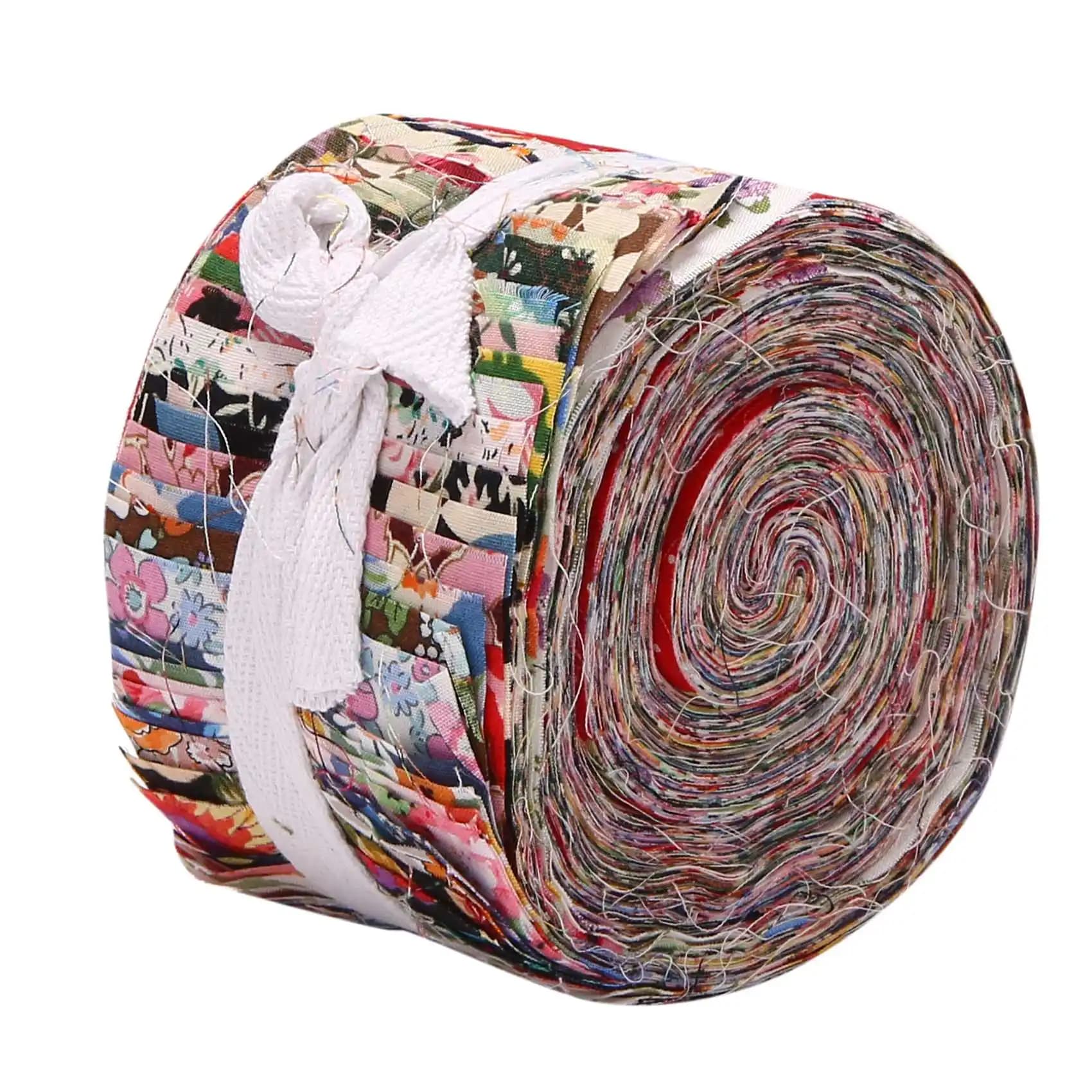 Just- Bandes en tissu rouleau de tissu gelée, bandes matelassées en tissu, patchwork prédécoupé de fleurs enroulables avec motifs assortis