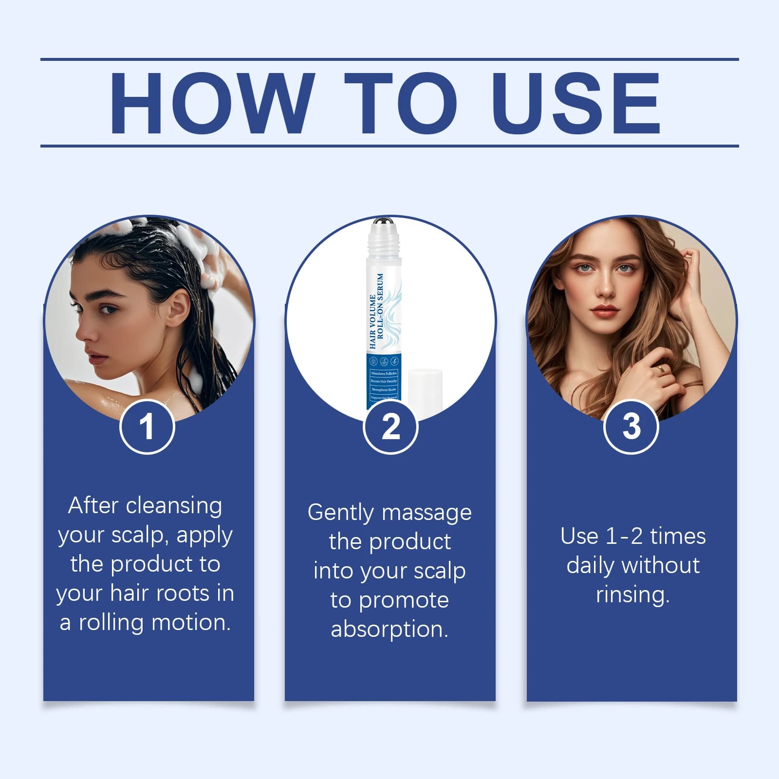 Rouleau essentiel pour cheveux denses, huile de romarin, pour soins capillaires endommagés, traitement lissant, brillant, adoucit les cheveux, sérum de Massage du cuir chevelu