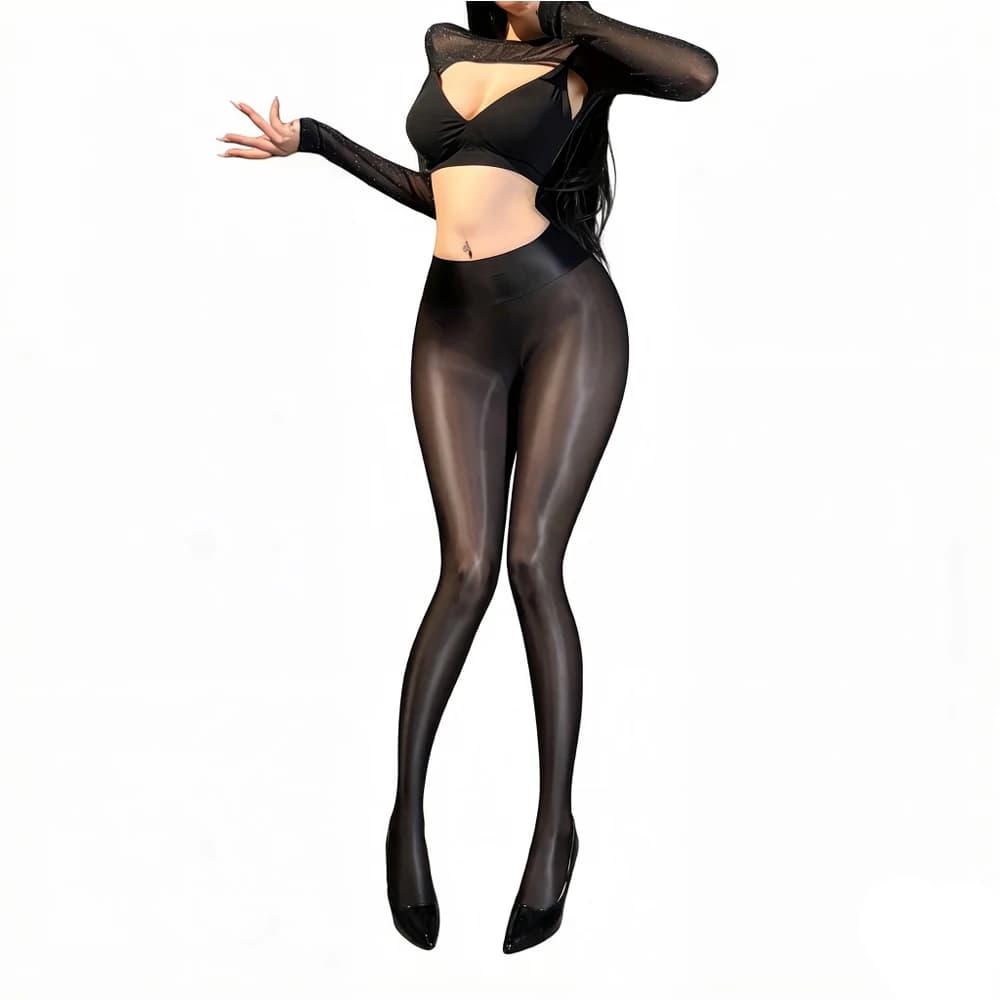 Pantalon moulant sexy pour femme, taille haute, effet crayon, élastique, brillant, style yoga, legging sculptant