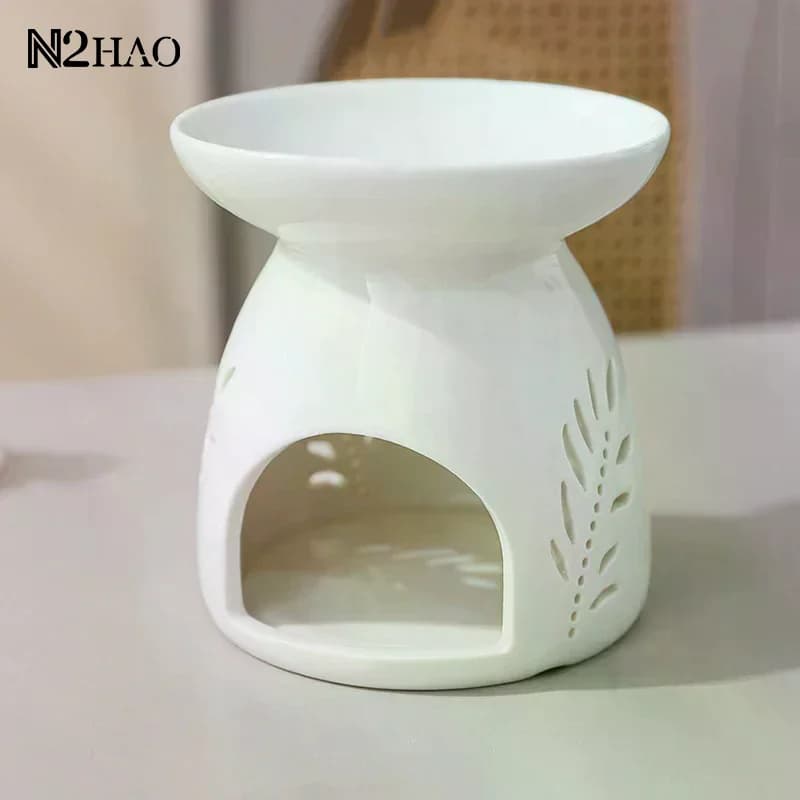 Brûleur d'encens en céramique blanche, diffuseur d'huiles essentielles, diffuseur d'aromathérapie, poêle à chauffage creux, décoration d'intérieur du Moyen-Orient