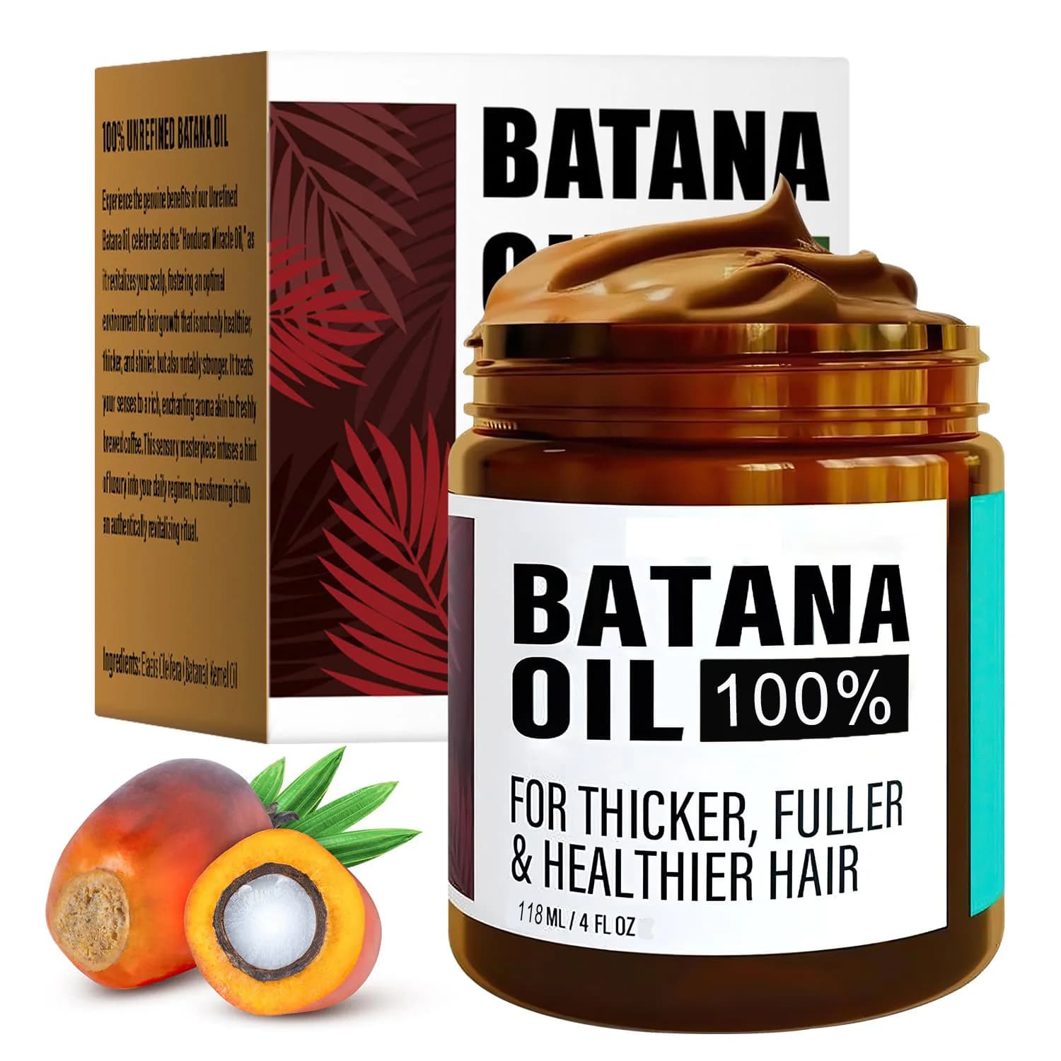 Huile de Batana biologique pour la croissance des cheveux, 100% huile de Batana Pure et naturelle pour traiter la perte de cheveux, Anti-rupture, 118ml/4FL.OZ