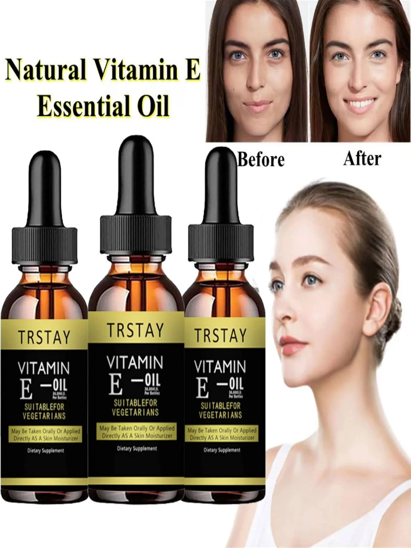 Vitamine E visage Essence hydratant blanchissant raffermissant Anti-rides soins de la peau Prettycowry femmes