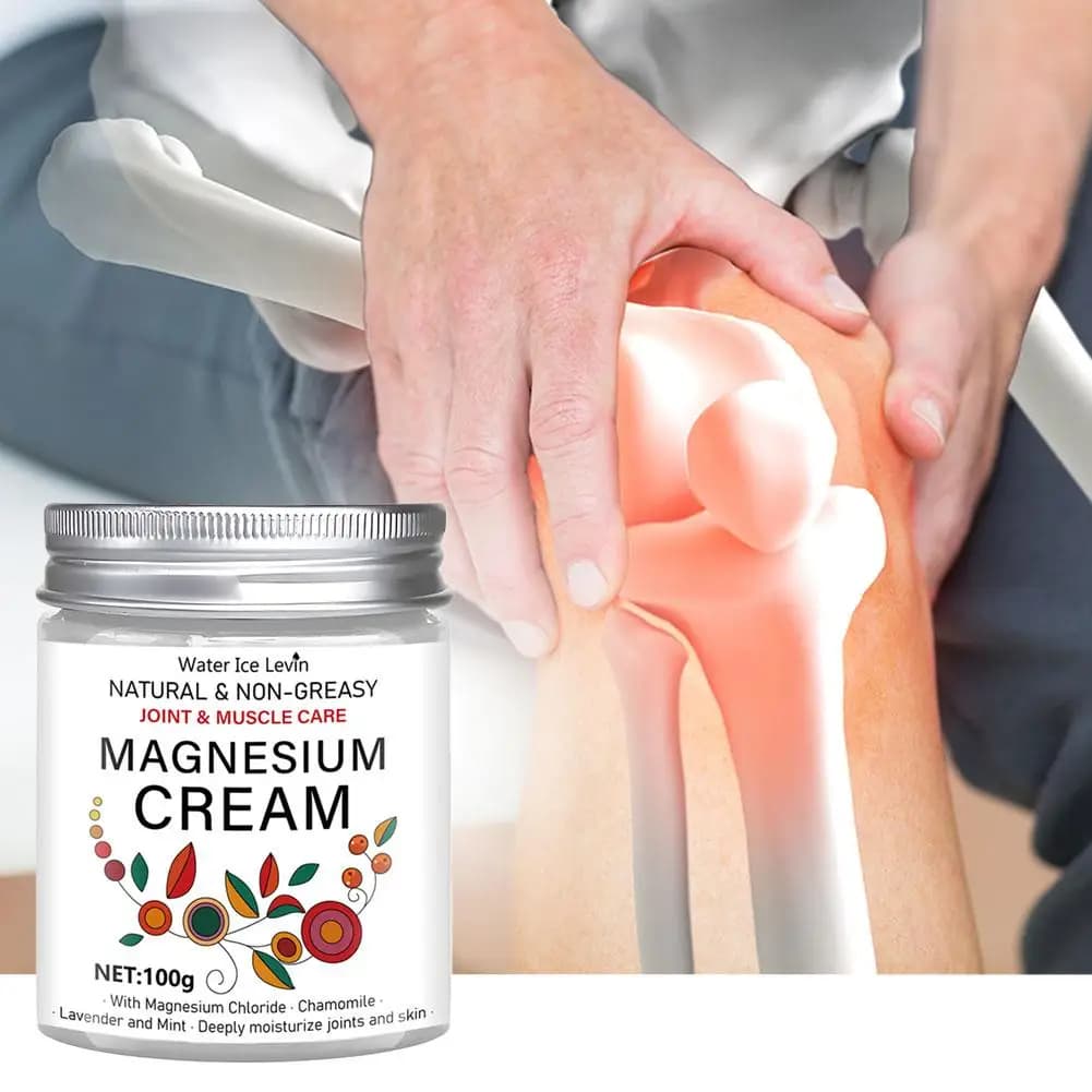 Crème non grasse 100g au magnésium pour les articulations et les muscles, nourrit/hydrate, usage quotidien, améliore l'élasticité de la peau, camomille, lavande