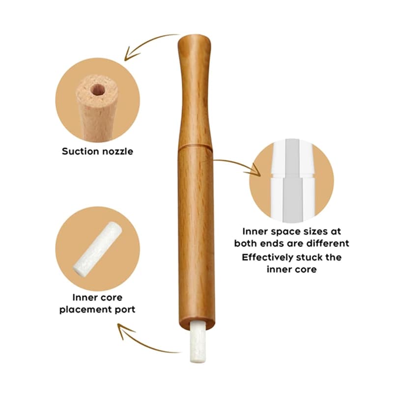Inhalateur d'aromathérapie pour huiles essentielles, bâton d'inhalateur pour arrêter de fumer, diffuseur personnel en bois pour huiles essentielles avec tiges de fibres