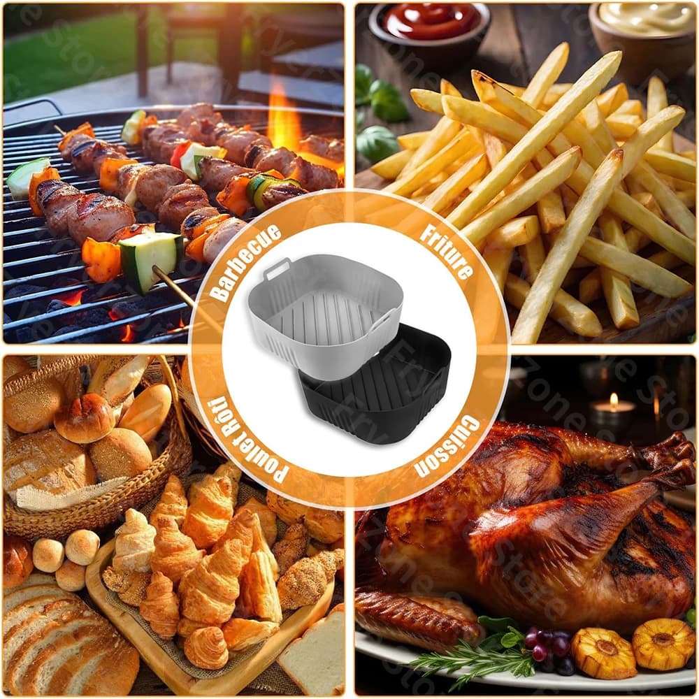 Moule de friteuse à Air carré de 23cm, pour Philips série 2000 NA230/00 COSORI 5,5l/6l/6,2l, accessoires de friteuse à Air réutilisables XXL