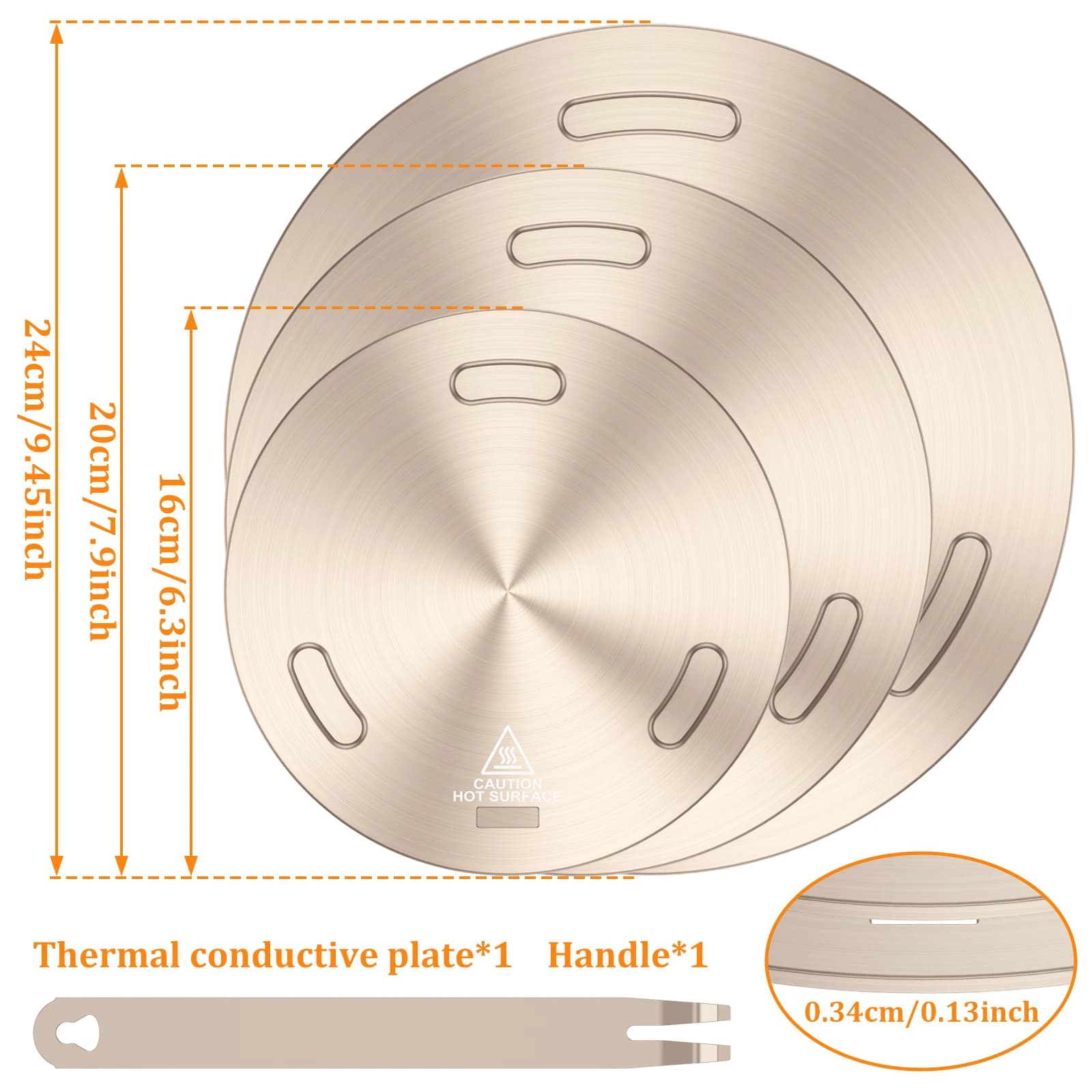 Plaque de diffuseur de chaleur, plaque d'adaptation à Induction en acier inoxydable pour cuisinière à gaz, plaque chauffante à poignée amovible