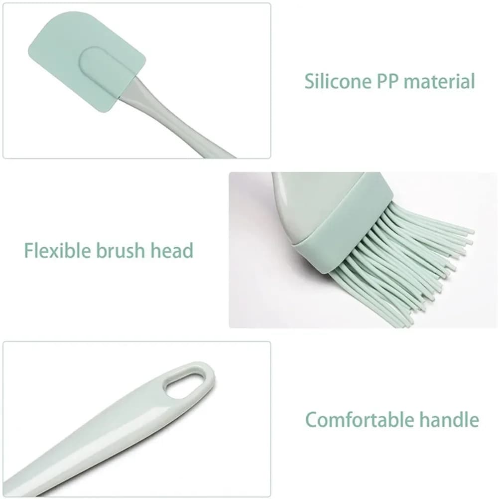 3 pièces : Spatule à crème, spatule à beurre, spatule à huile, brosse à huile, outil de cuisine et de pâtisserie en silicone antiadhésif