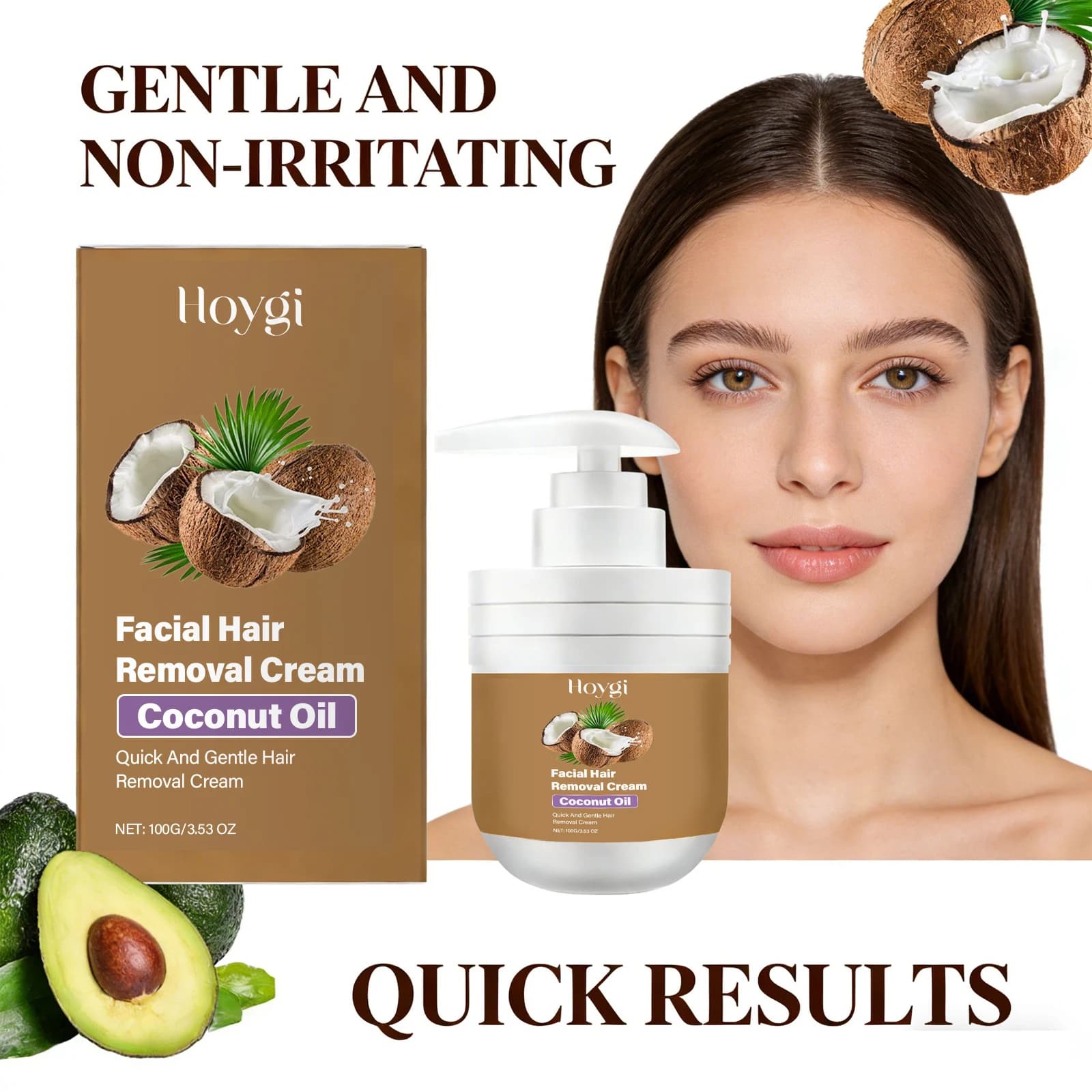 Crème d'épilation à l'huile de noix de coco, visage, aisselles, jambes, bras, barbe, épilateur rapide, indolore, nourrissant, peau lisse, inhibiteur de la croissance des cheveux