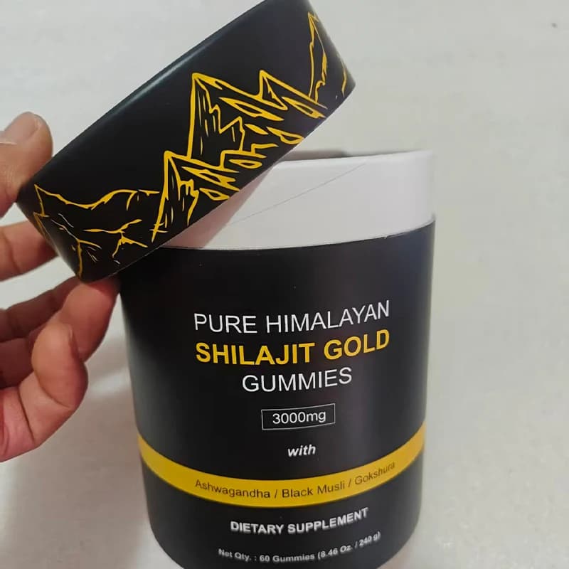 Gummies de Shilajit Pur Personnalisables en Baril Noir – Source Usine ODM/OEM