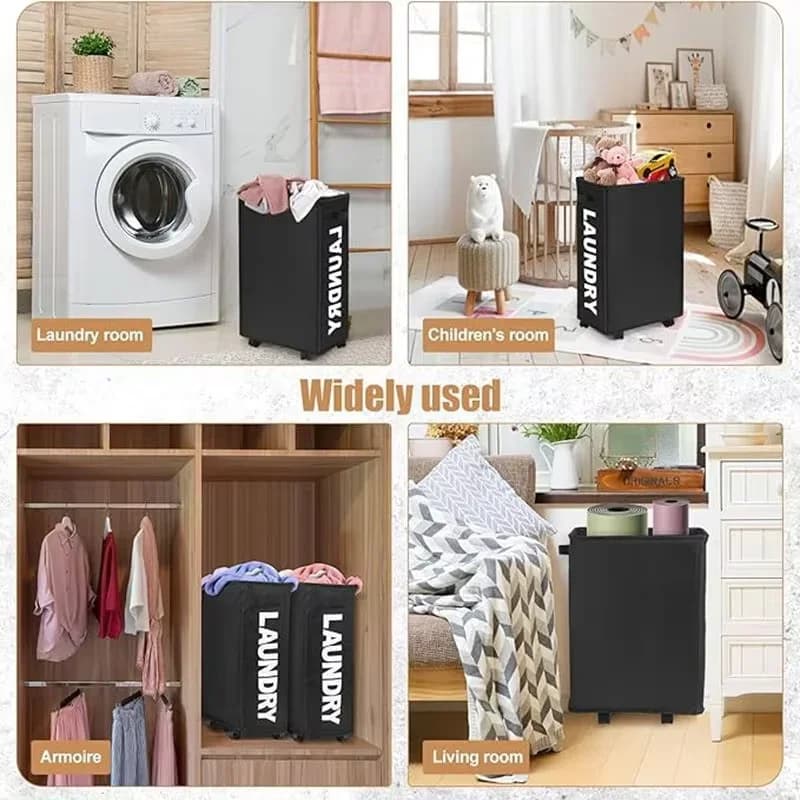Mir à linge roulant avec roues et poignée, grand panier à linge, pliable, étanche, rangement pour vêtements