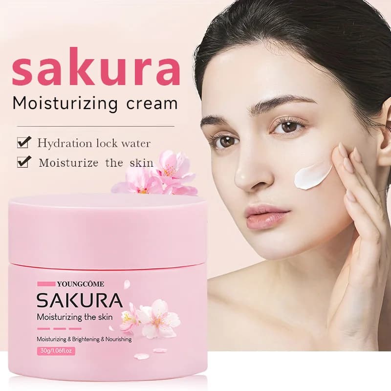 Crème à l'essence Sakura, hydratant pour le visage aux fleurs de cerisier pour peaux sèches et rugueuses, Anti-vieillissement, Lifting du visage, réparation nourrissante au collagène