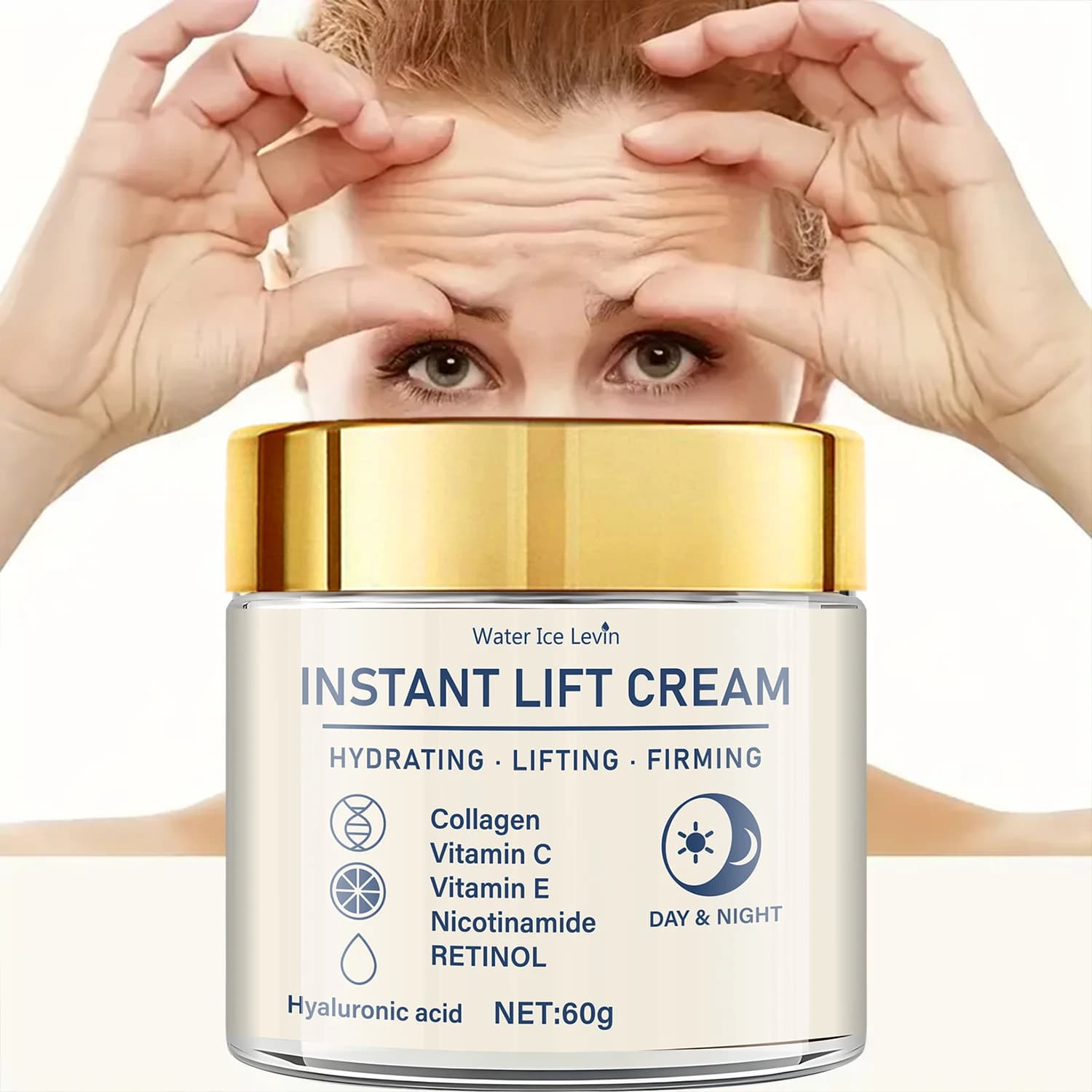 Crème raffermissante et liftante pour le visage - Riche en acide hyaluronique et en rétinol, resserre et lifte la peau, hydrate la peau, convient à tous les types de peau, produit de soin quotidien