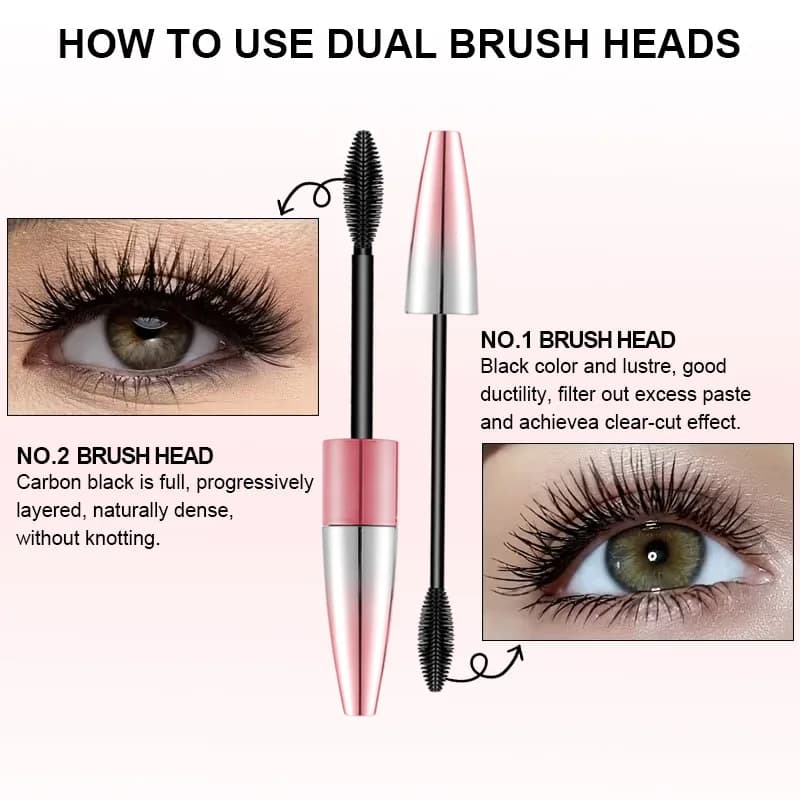 Mascara 2 en 1 imperméable longue durée, allongeant et recourbant, anti-bavures, double effet, cosmétiques de maquillage pour cils pour femmes