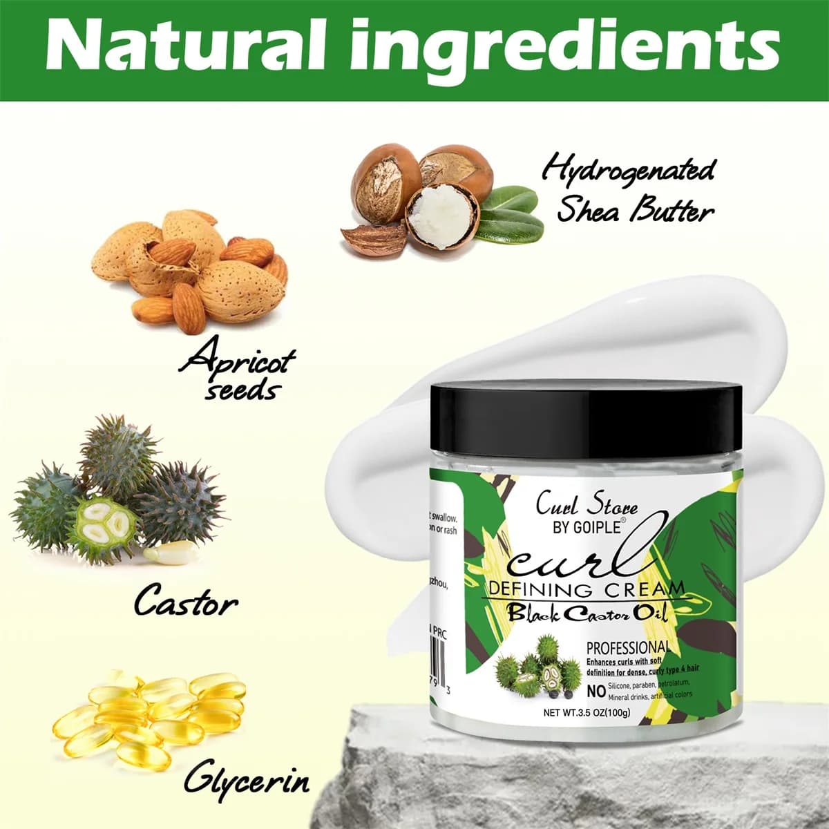 Huile de ricin noire naturelle, crème de définition des boucles, hydratante, huile capillaire renforcante de Rose, crème de soin professionnelle pour améliorer les boucles