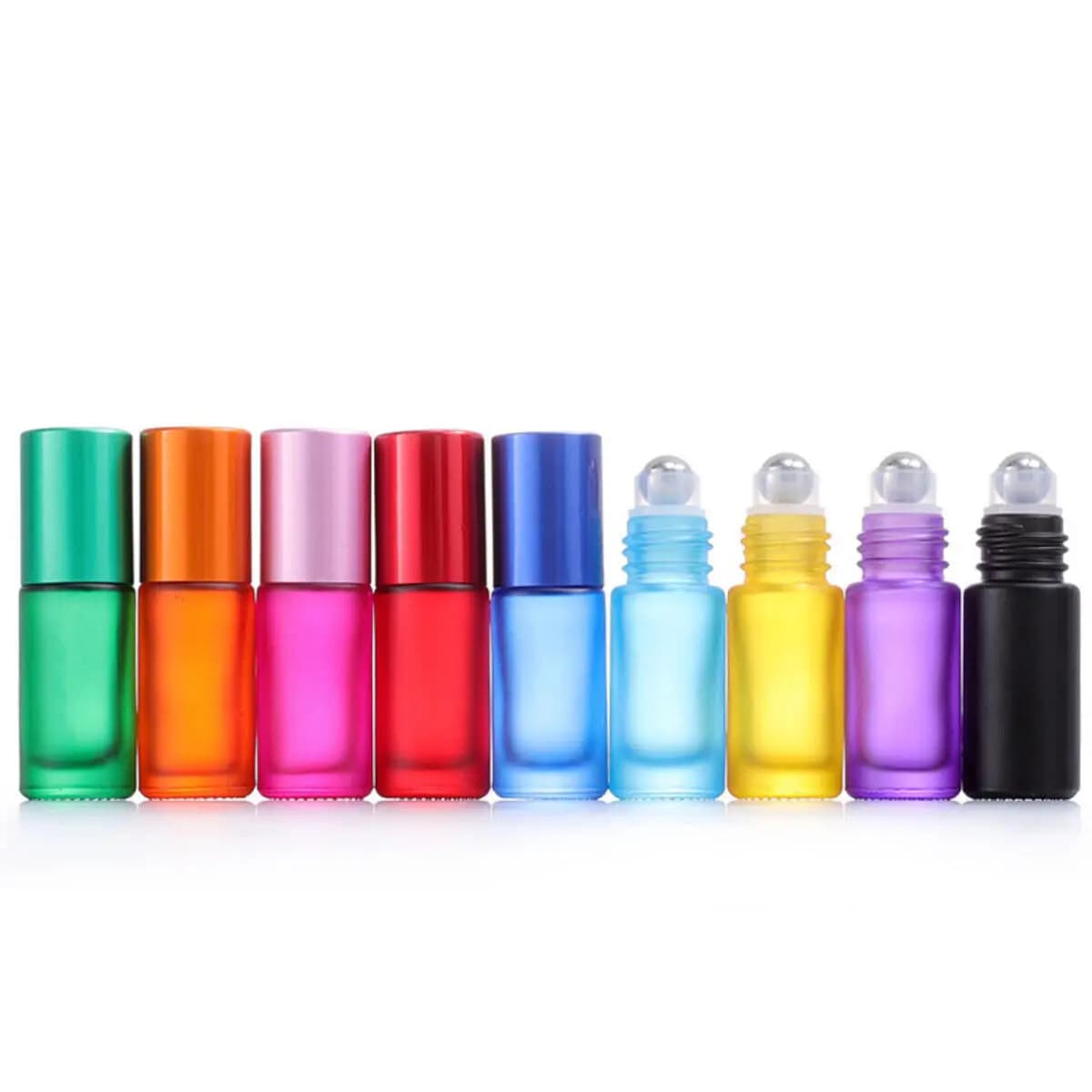 Flacon roll-on en verre dépoli mat 5ML 10ML pour huiles essentielles, flacon à bille pour parfum et aromathérapie, rechargeable, format voyage mini